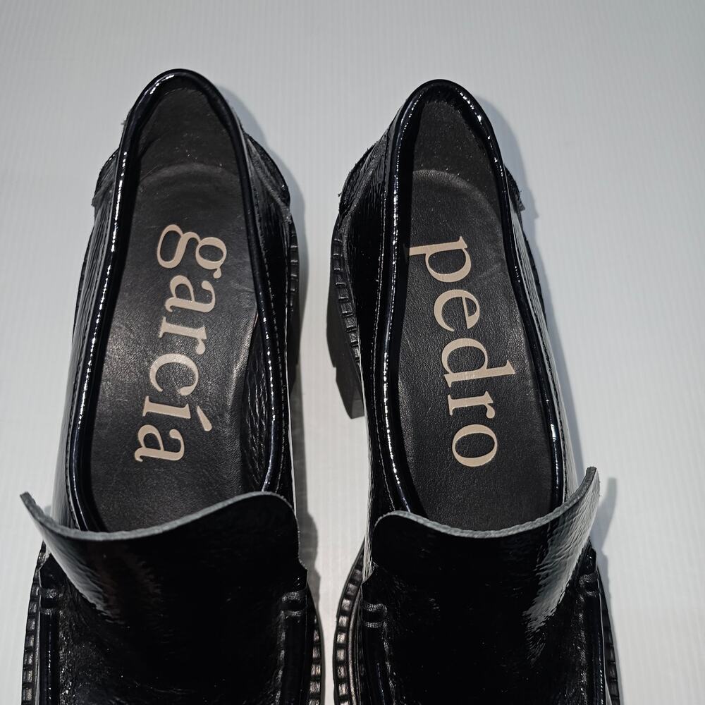 NEW Pedro Garcia Zavanna Loafer Platform Heel Slip On Black Patent Leather EU 40 - Picture 7 of 14